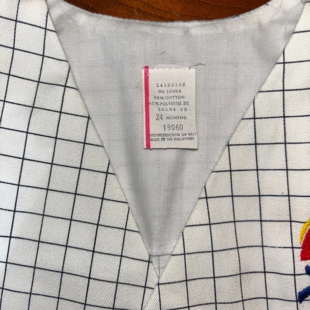 Kids/Baby Vintage Nautical Sailboat Grid Button Front Jacket Top | 24‎ Months